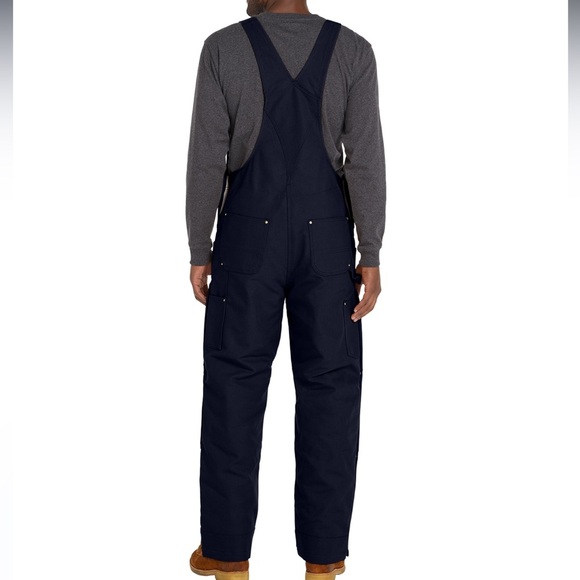 Carhartt Duck Bib Overalls navy blue work bib insulated 52 X 32 New - Picture 15 of 16